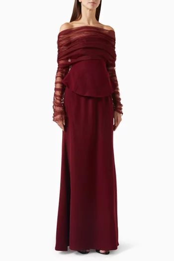 طقم تنورة طويلة وبلوزة بنمط مشد، 3 قطع