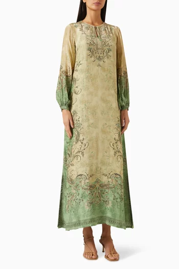 قفطان مزين بنقشة ورباط تضييق