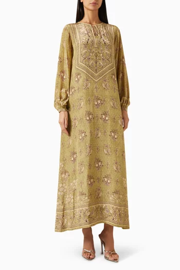 قفطان مزين بنقشة ورباط تضييق