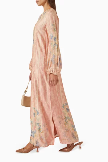 قفطان برباط تضييق ونقشة زهور