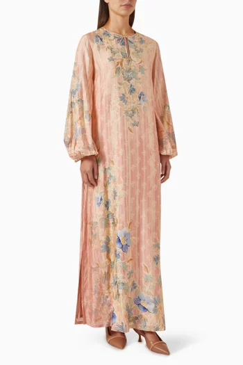 قفطان برباط تضييق ونقشة زهور