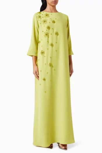 3D Floral-applique Kaftan