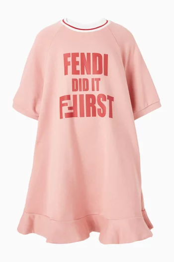 Graphic Ruffle Dress in Cotton