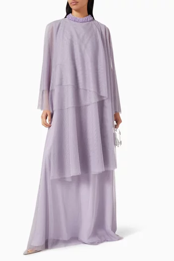 Bead-embellished Kaftan in Tulle