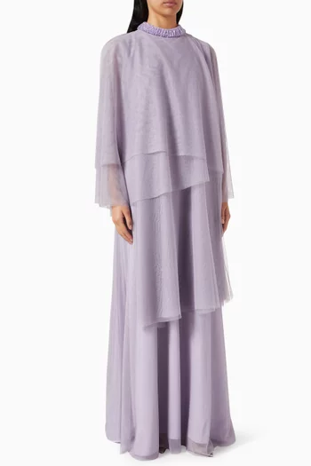 Bead-embellished Kaftan in Tulle