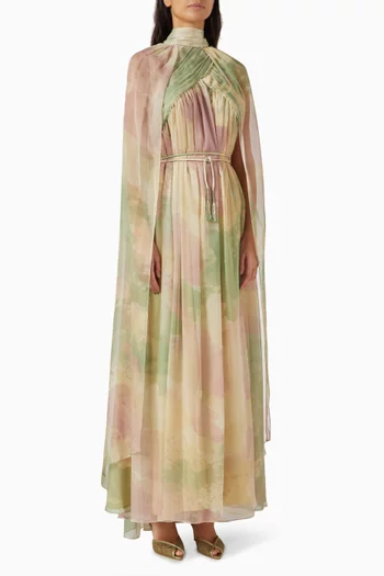 Belted Cape Kaftan in Chiffon