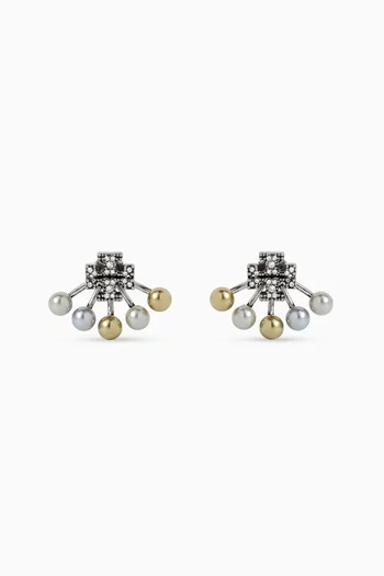 Kira Pearl Front-back Earrings in Plated Brass