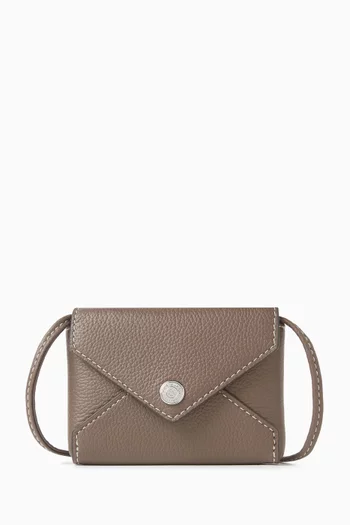 حافظة بطاقات بحمالة جلد