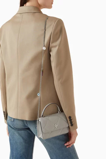 حقيبة كيرا ميني بتصميم مبطّن بنقشة معينات وسلسلة جلد نابا