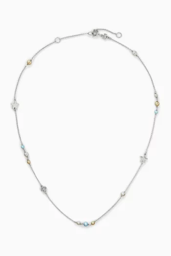 Kira Pearl & Pavé Delicate Chain Necklace