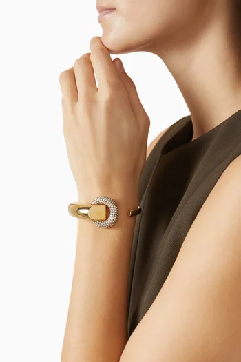 Pierced Pavé Cuff in 18kt Gold-plated Brass