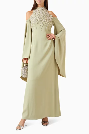 Crystal-embellished High-neck Maxi Dress