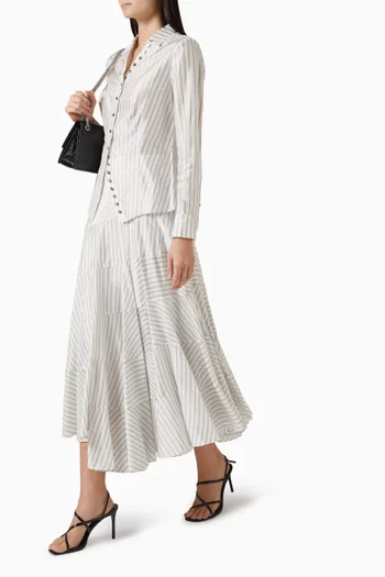 Cinched Striped Shirt in Viscose