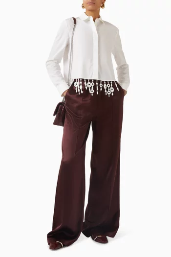 Crystal Embellished Shirt in Cotton-poplin