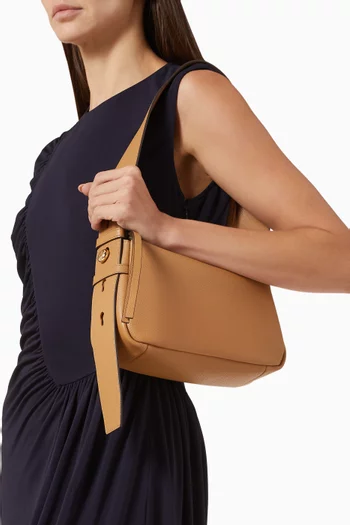 حقيبة كتف رومي صغيرة جلد بارز الملمس