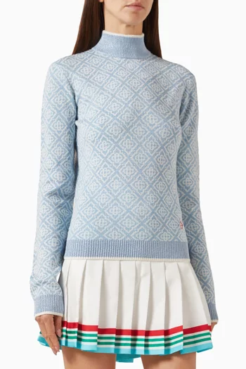 Monogram High-neck Sweater in Lurex