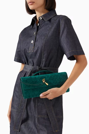 Andiamo Clutch in Intrecciato Suede Lambskin
