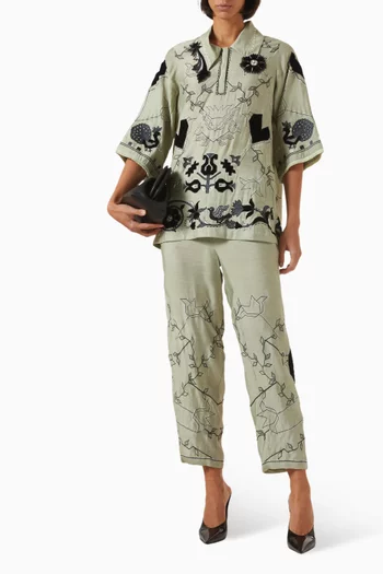 Embroidered Shirt & Pants Set in Khaadi-silk