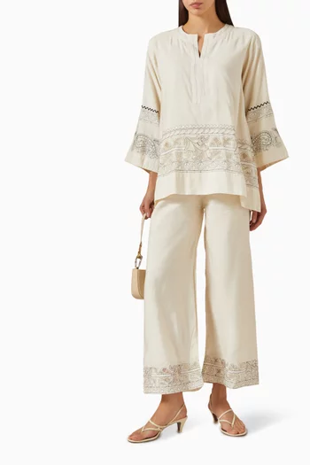 Embroidered Top & Pants Set
