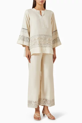 Embroidered Top & Pants Set