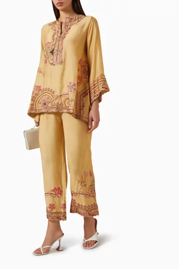 Embroidered Top & Pants Set