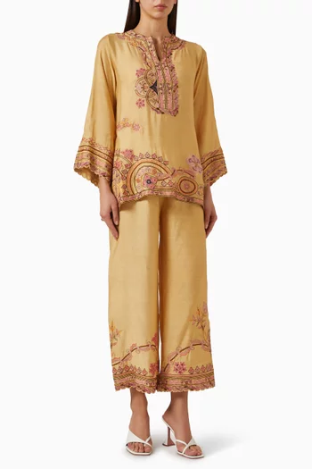 Embroidered Top & Pants Set