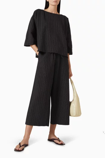 Striped Wide-leg Cropped Pants