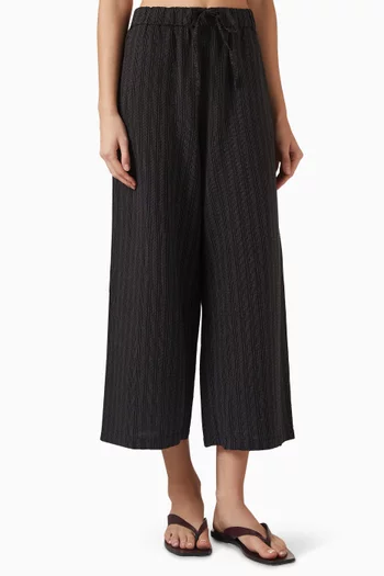 Striped Wide-leg Cropped Pants