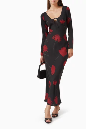 The Selma Printed Maxi Dress in Silk Jianhong Crepe