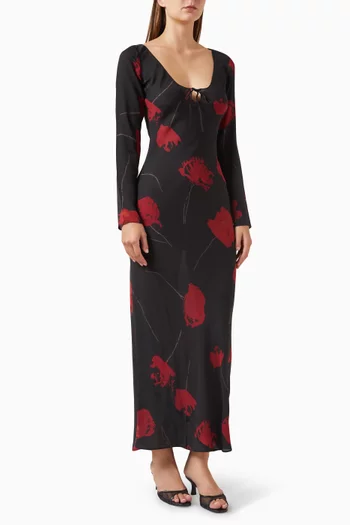 The Selma Printed Maxi Dress in Silk Jianhong Crepe