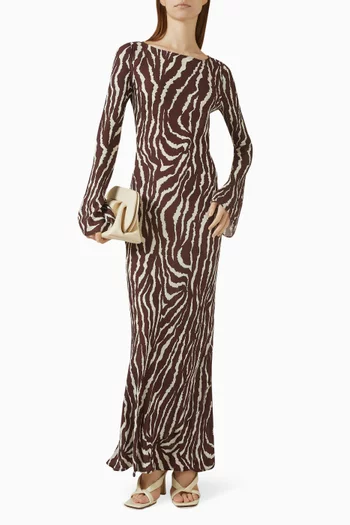 The Gia Bell-Sleeve Maxi Dress in Silk Jianhong Crepe