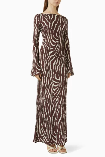 The Gia Bell-Sleeve Maxi Dress in Silk Jianhong Crepe