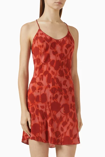 The Luz Floral-print Mini Dress in Silk Jianhong Crepe