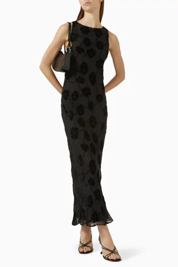 The Carla Printed Maxi Dress in Silk-Viscose Velvet