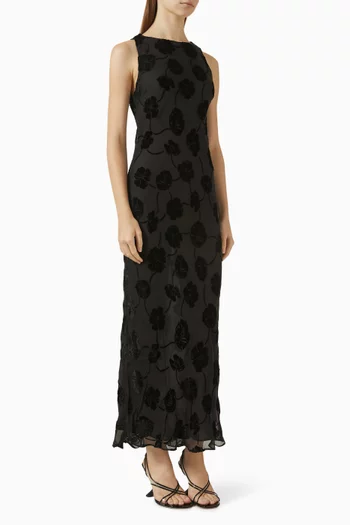 The Carla Printed Maxi Dress in Silk-Viscose Velvet
