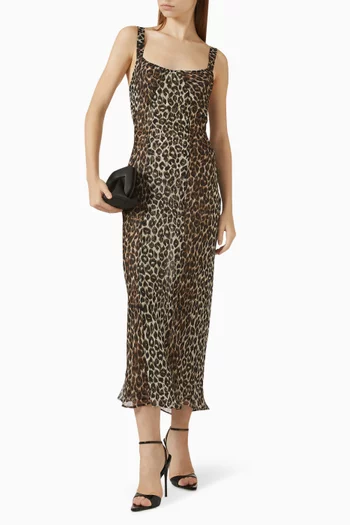 The Gabriella Printed Midi Dress in Silk Georgette