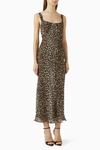 The Gabriella Printed Midi Dress in Silk Georgette