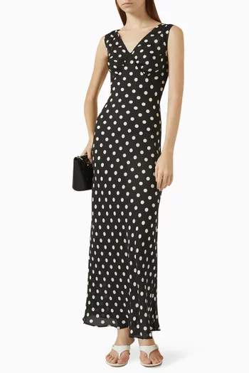The Delphine Printed Maxi Dress in Silk Jianhong Crepe