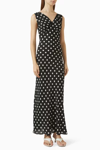 The Delphine Printed Maxi Dress in Silk Jianhong Crepe