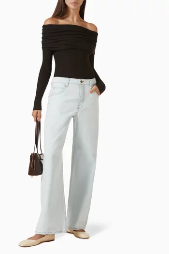 بلوزة بأكتاف مكشوفة حرير وفيسكوز