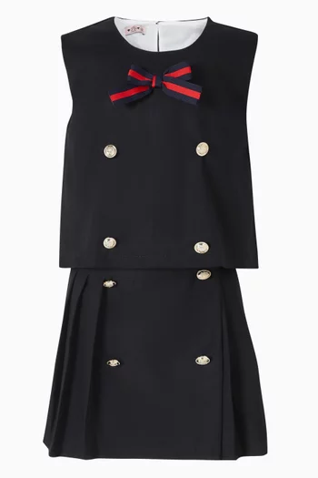 Button Pleated Skirt