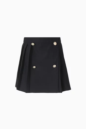 Button Pleated Skirt