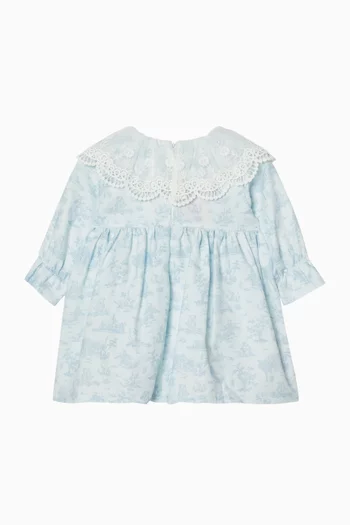 Printed Lace-trim Dress