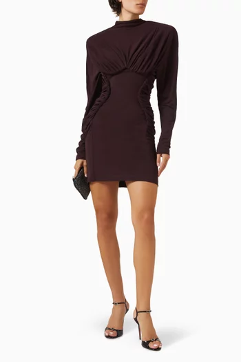 Pleated Mini Dress in Crepe-jersey