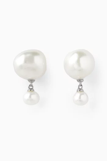 Lumora Pearl Stud Earrings in Sterling Silver