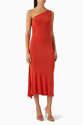 One-shoulder Slip Dress in Jersey