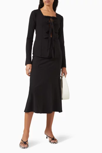 Ebony Tie Shirt in Cotton Jersey