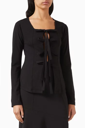 Ebony Tie Shirt in Cotton Jersey