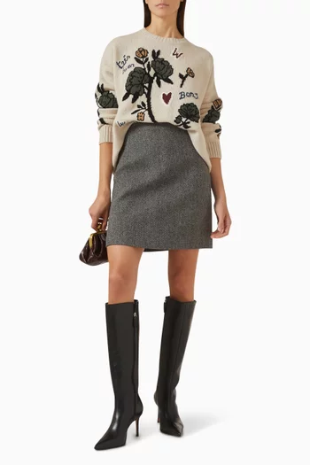 Marche Chevron Skirt in Wool