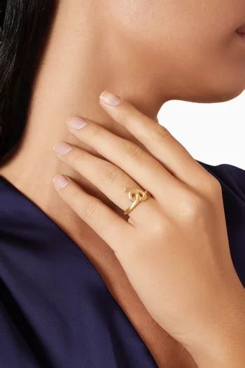 x Fozaza Bedouin Arabic Letter 'HA' Ring in 18kt Gold